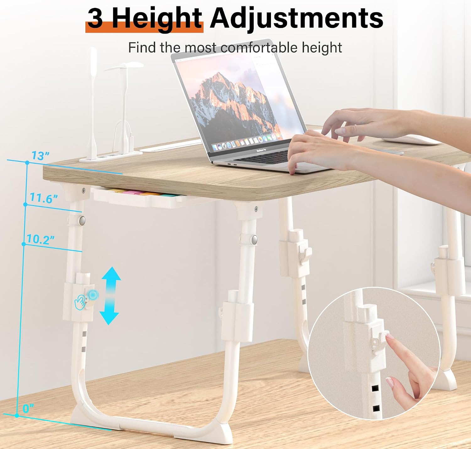 Thumbnail 1 de DECOSIS Adjustable Lap Desk for Bed, 17-Inch Laptop Fit, USB Ports, Glacier