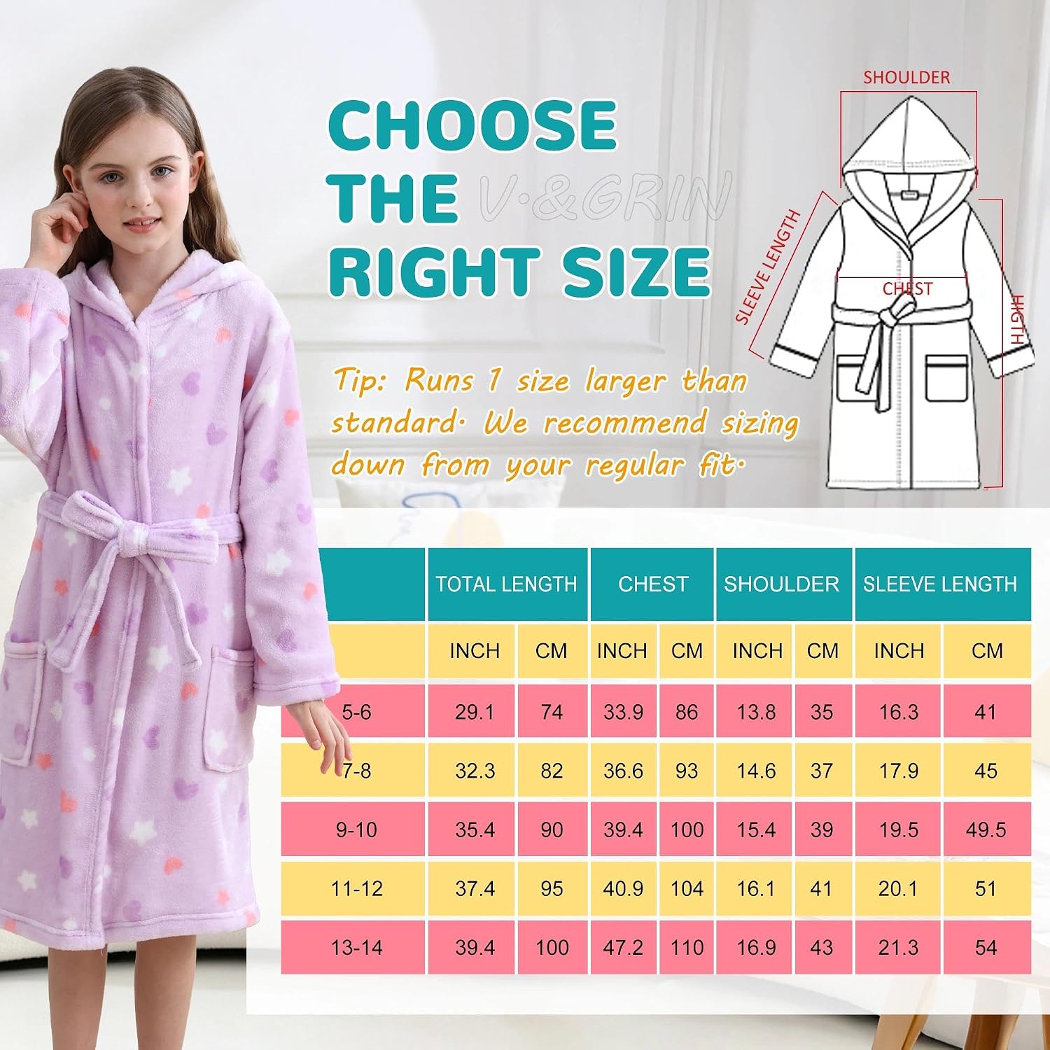 Detalle 2 de V.&GRIN Girls' Fleece Robe