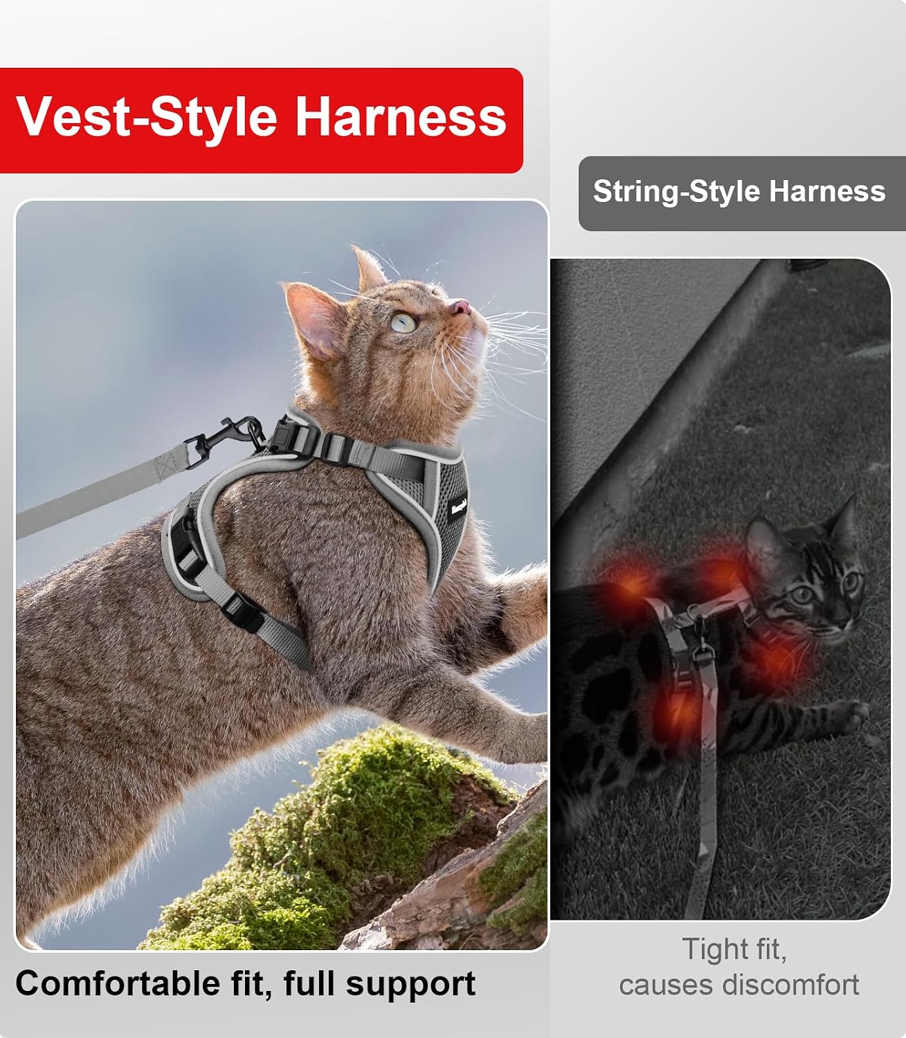Thumbnail 6 de Kaazylab Kaazy Cat harness, Adjustable Grey Mesh Cat Harness for 7–12 lb Cats