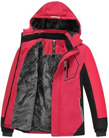 Detalle de MoFiz Boys' Snowboarding Jacket, Waterproof Fleece-Lined Hood