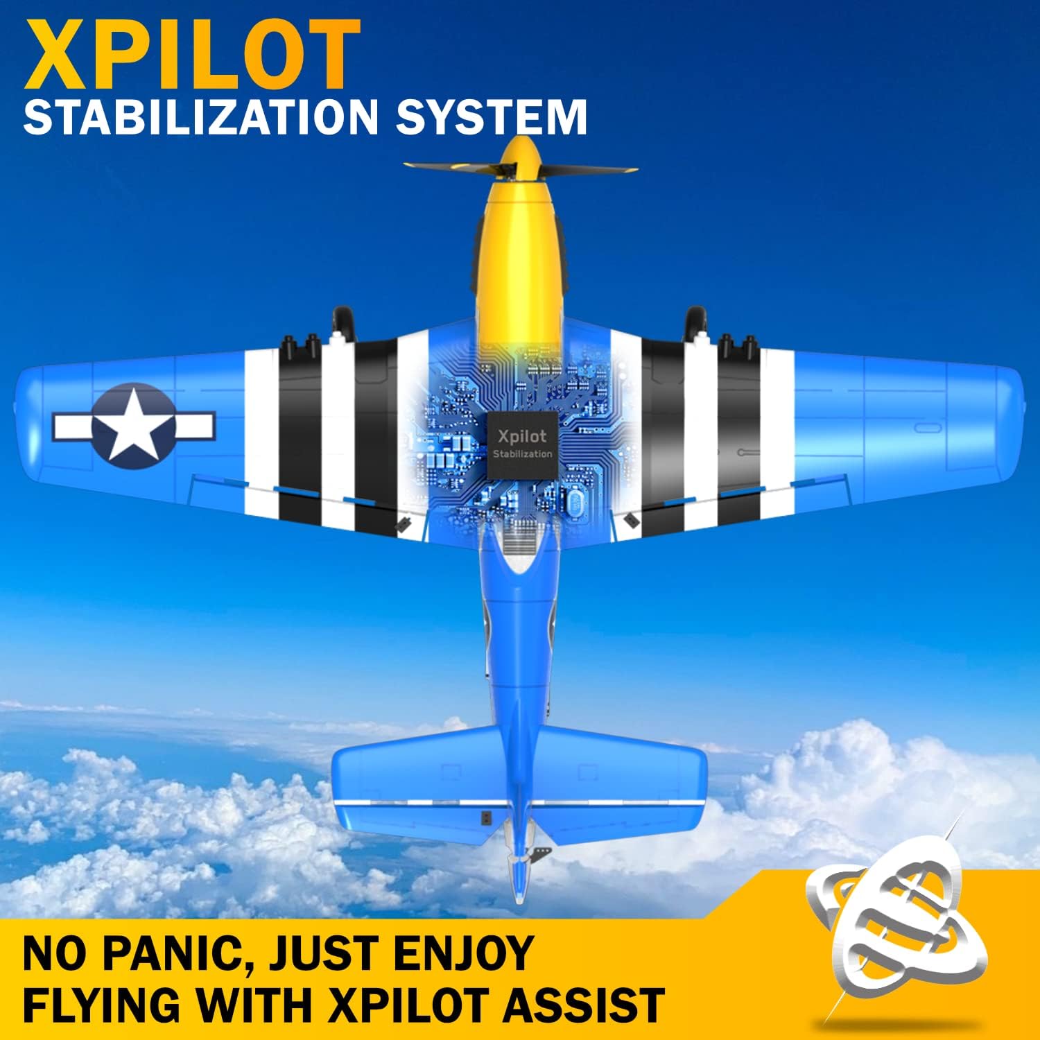 Detalle de LEAMBE 4 Channel RC Plane: Ready-to-Fly P51 Mustang with XPILOT Stabilization