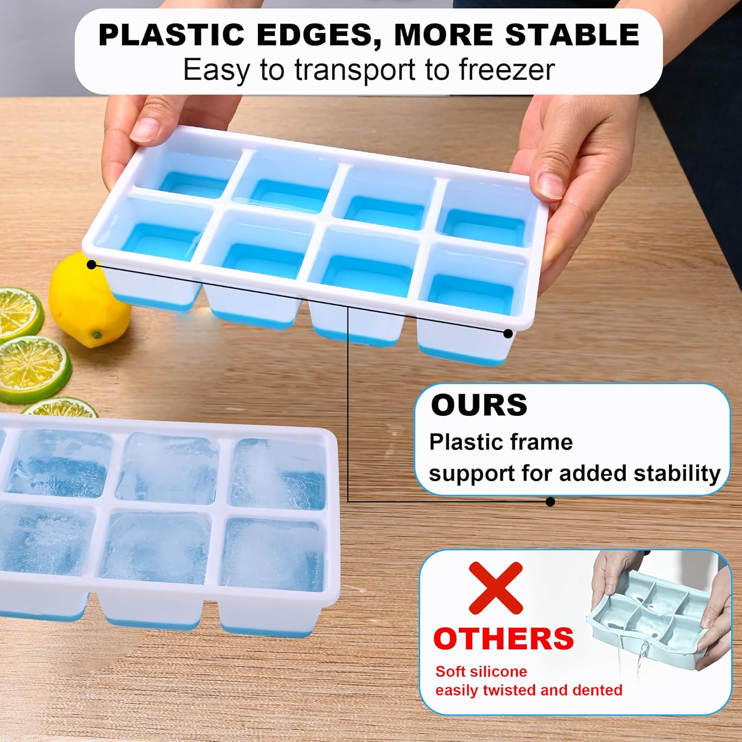 Thumbnail 2 de Large Ice Cube Tray with Lid – 3 Pack for Jumbo 4.5cm Ice Cubes