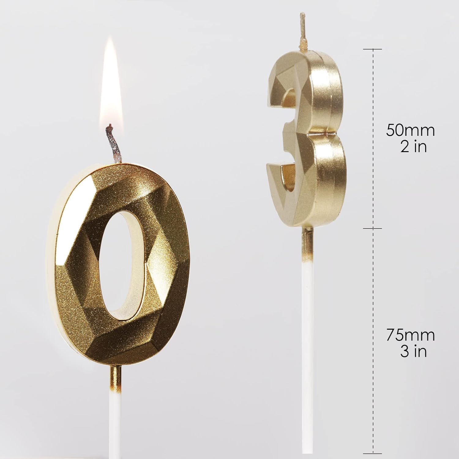 Thumbnail 2 de Yiran 98th Birthday Candles, Gold Number 98 – 3D Diamond Topper for Cakes