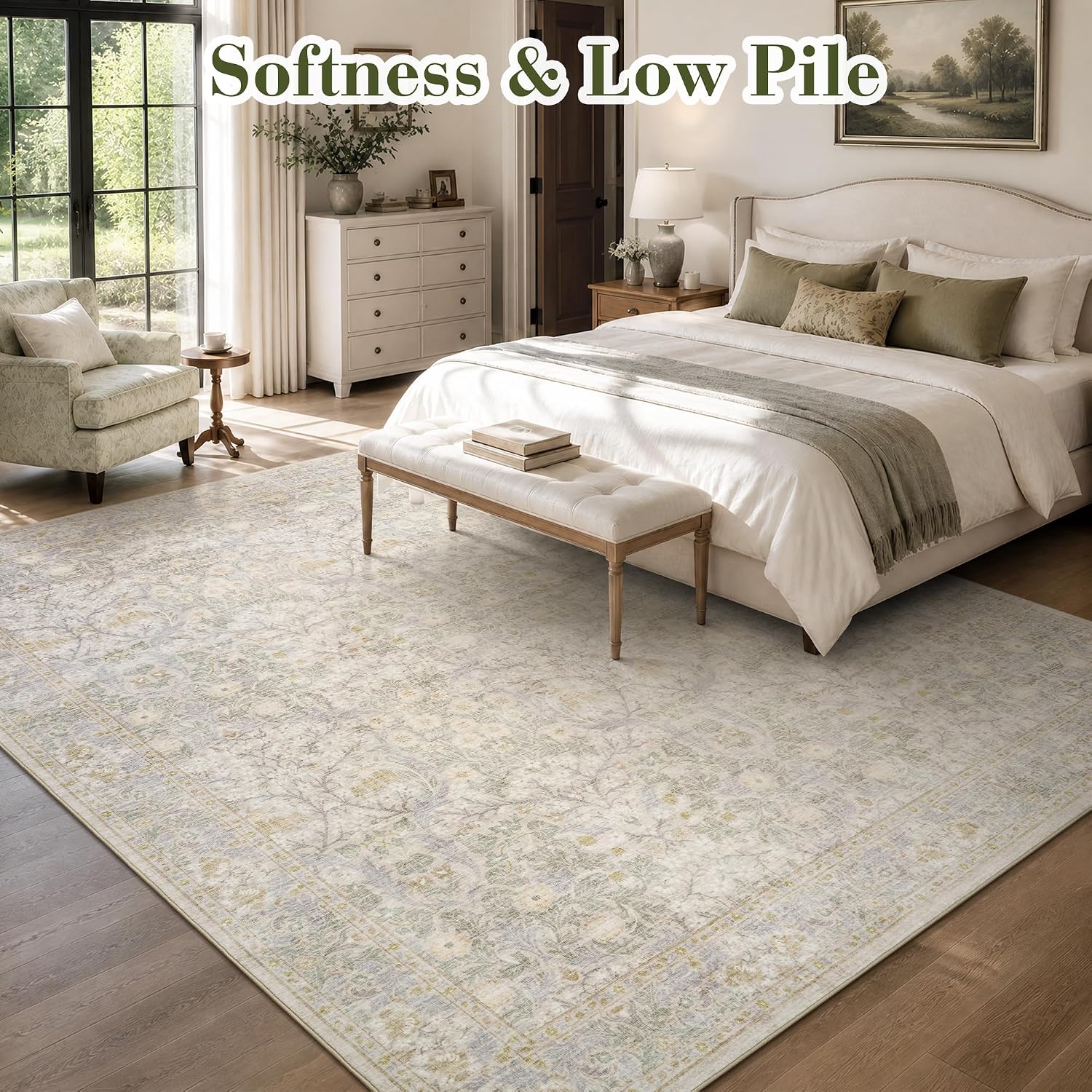 Detalle de Floral Area Rug 6x9 ft