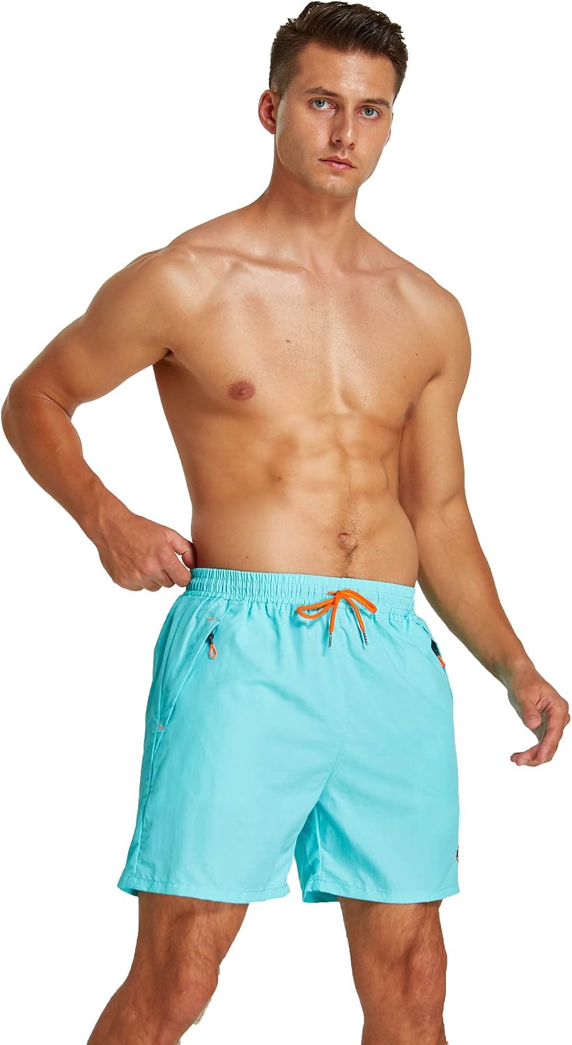 Detalle 2 de JustSun badshorts för män med nätfoder, snabbtorkande tyg och dragkedjefickor