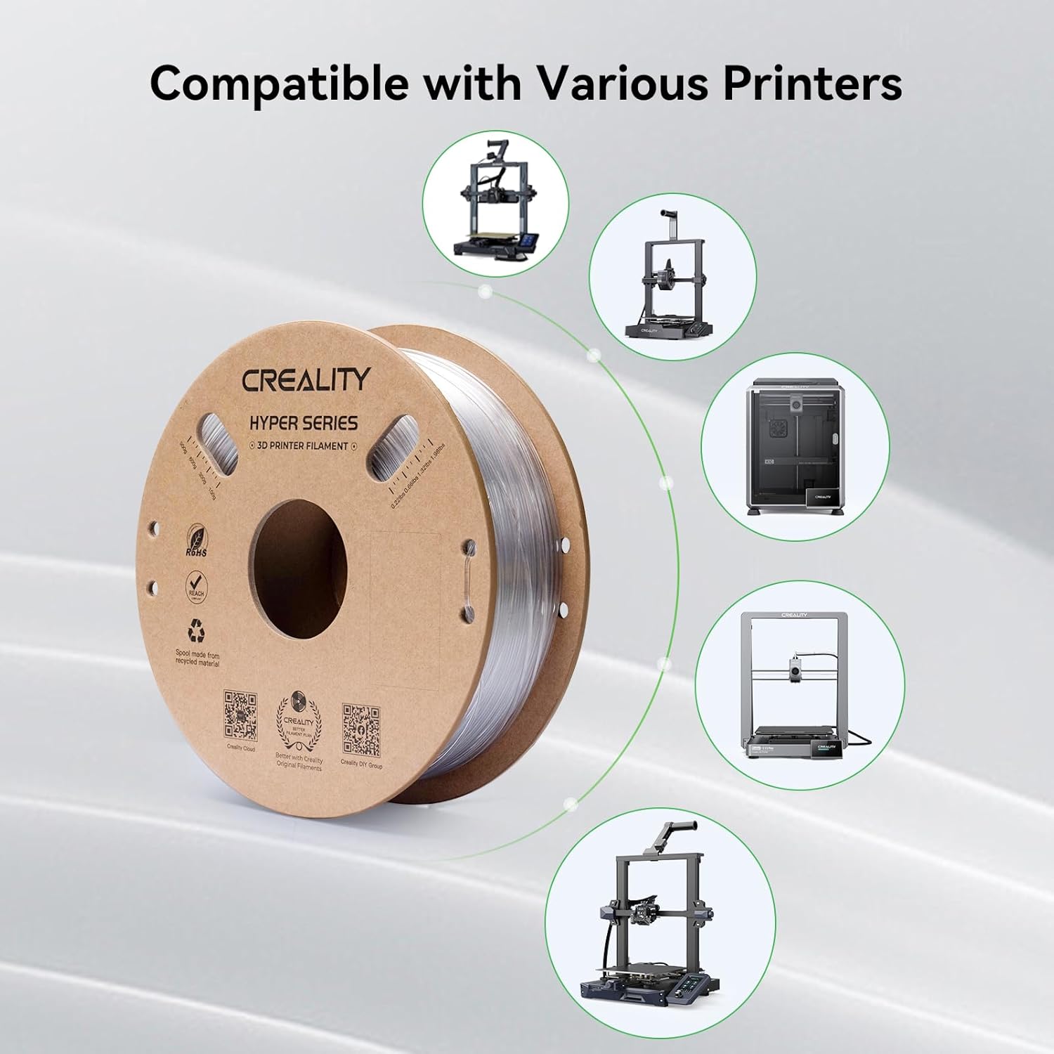 Thumbnail 5 de Creality Hyper PETG Filament 1,75 mm transparent (2024) – 1 kg Spule, Hochgeschwindigkeits-PETG