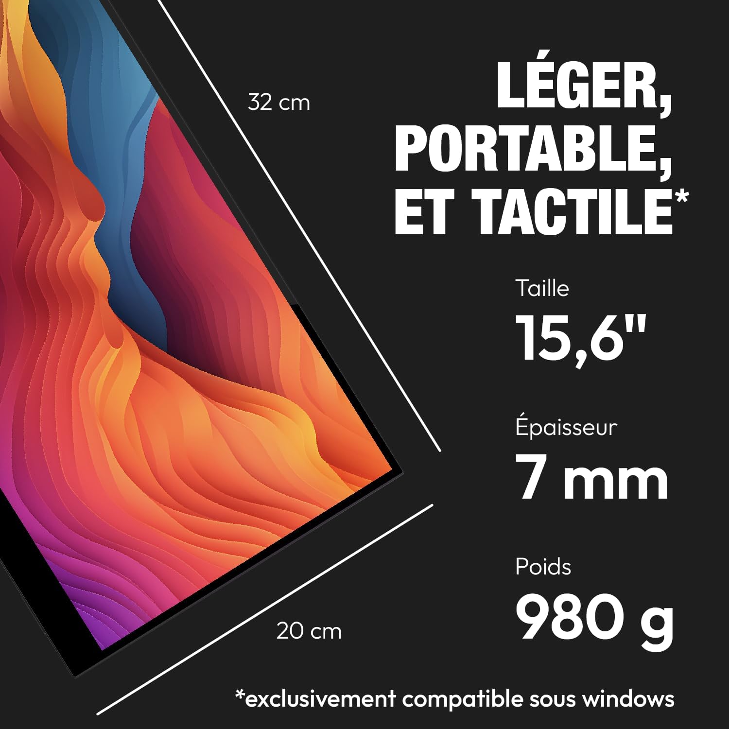 Detalle de LOGICOM Nomad Touch 15.6-inch portable touchscreen monitor, Full HD IPS