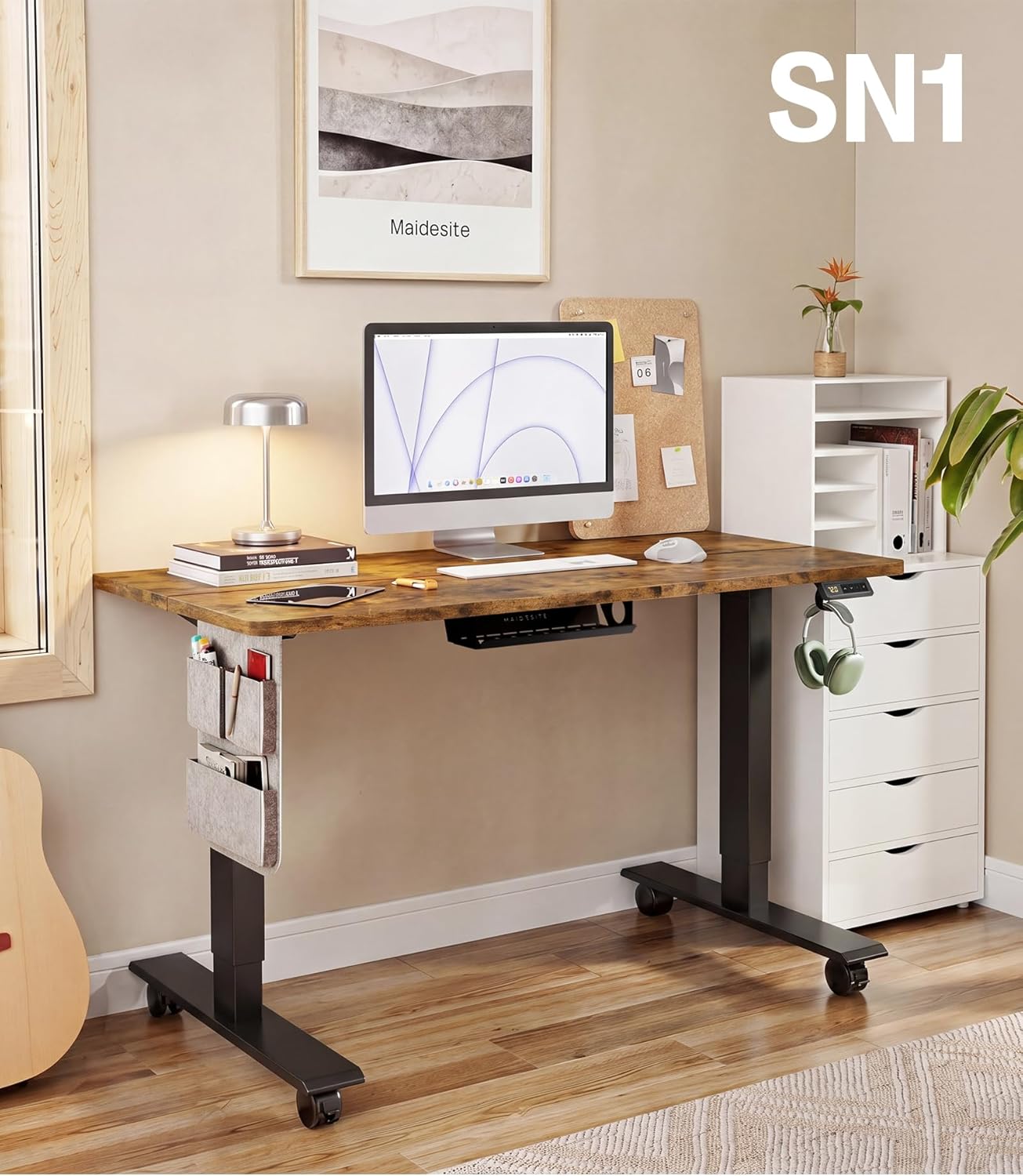 Detalle de MAIDeSITe Electric Height Adjustable Standing Desk, 120 x 60 cm – UK Review
