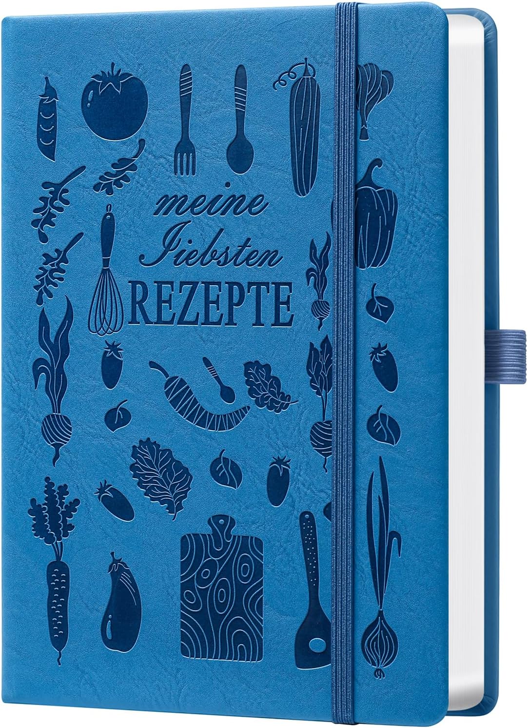 Detalle de HwxBen Rezeptbuch A5 Hellblau – Leeres Rezeptbuch zum Selberschreiben