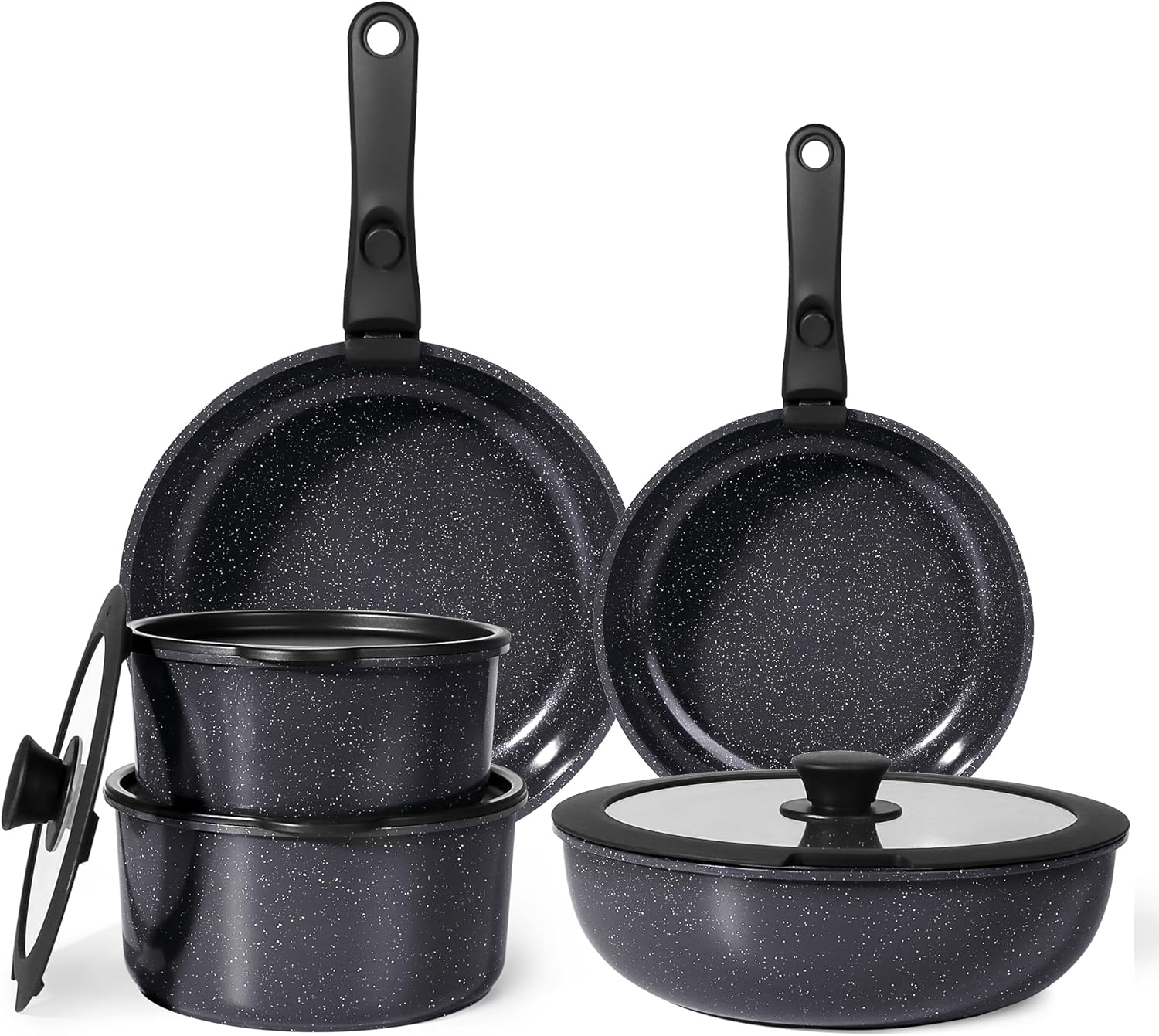 GiPP Set di pentole e padelle in ceramica antiaderenti 11 pezzi con manico amovibile