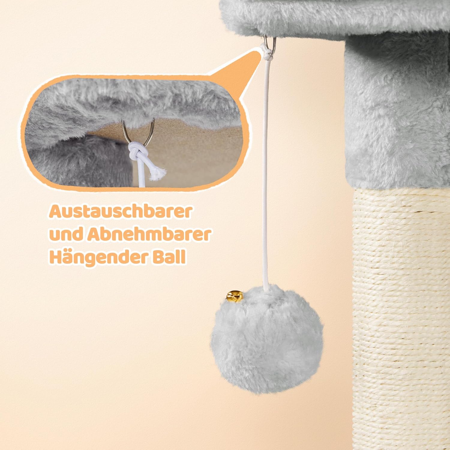 Detalle 2 de Yaheetech Kratzbaum 87 cm – stabiler Katzenbaum mit Aussichtsplattform, Liegemulde und Höhle aus Sisal