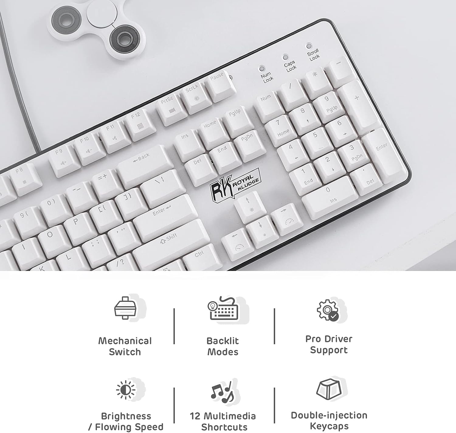 Thumbnail 1 de RK ROYAL KLUDGE RK920 : clavier mécanique rétroéclairé arc-en-ciel avec pavé numérique 104 touches