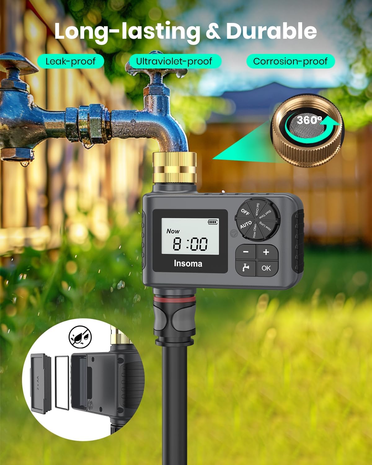 Thumbnail 5 de Insoma Sprinkler Timer with Brass Swivel, Rain Delay and 1 Outlet