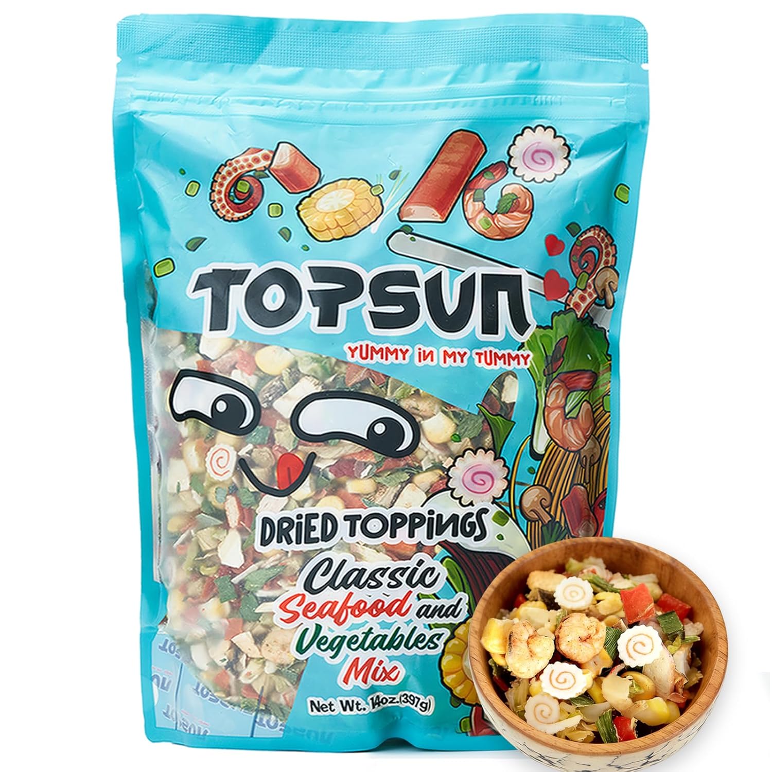 Detalle de Seafood Ramen Topping Mix, 14 oz, with Shrimp, Squid & Shiitake
