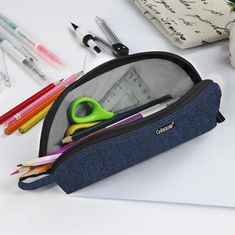 Detalle de Gloppie Astuccio Grande Capacità 2 PCS Blu – Organizza Cancelleria Scuola e Ufficio