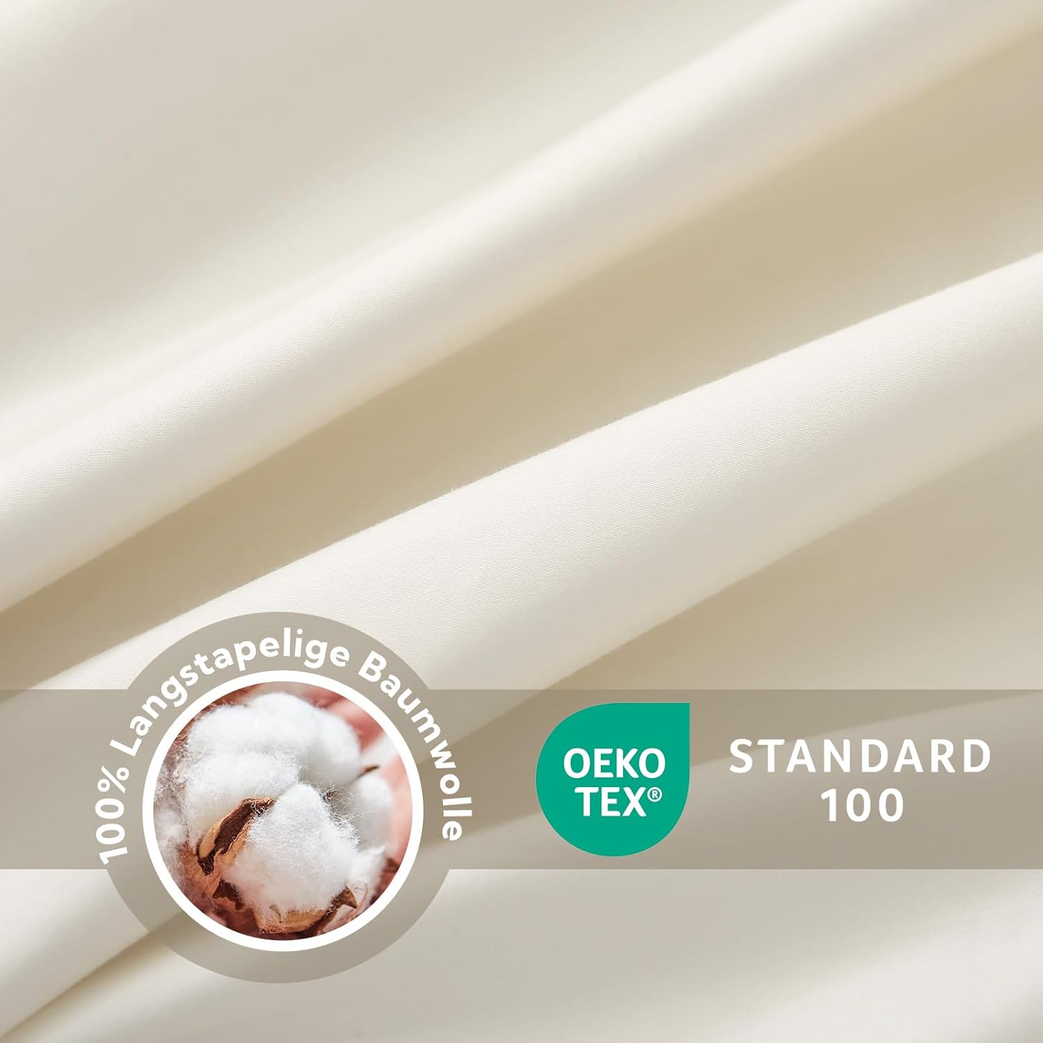 Thumbnail 4 de SOULFUL Satin Bettwäsche 135x200 (4-teilig) 100% langstapelige Baumwolle in Beige