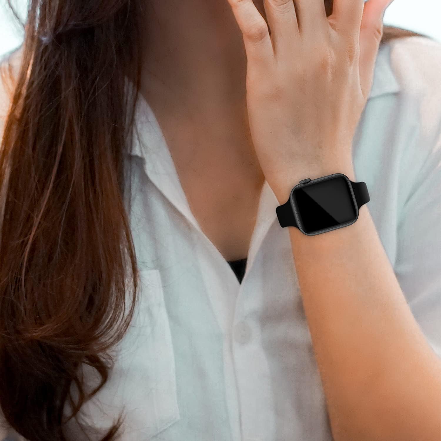 Thumbnail 6 de Thin Slim Band Compatible with Apple Watch 45mm, silicone strap