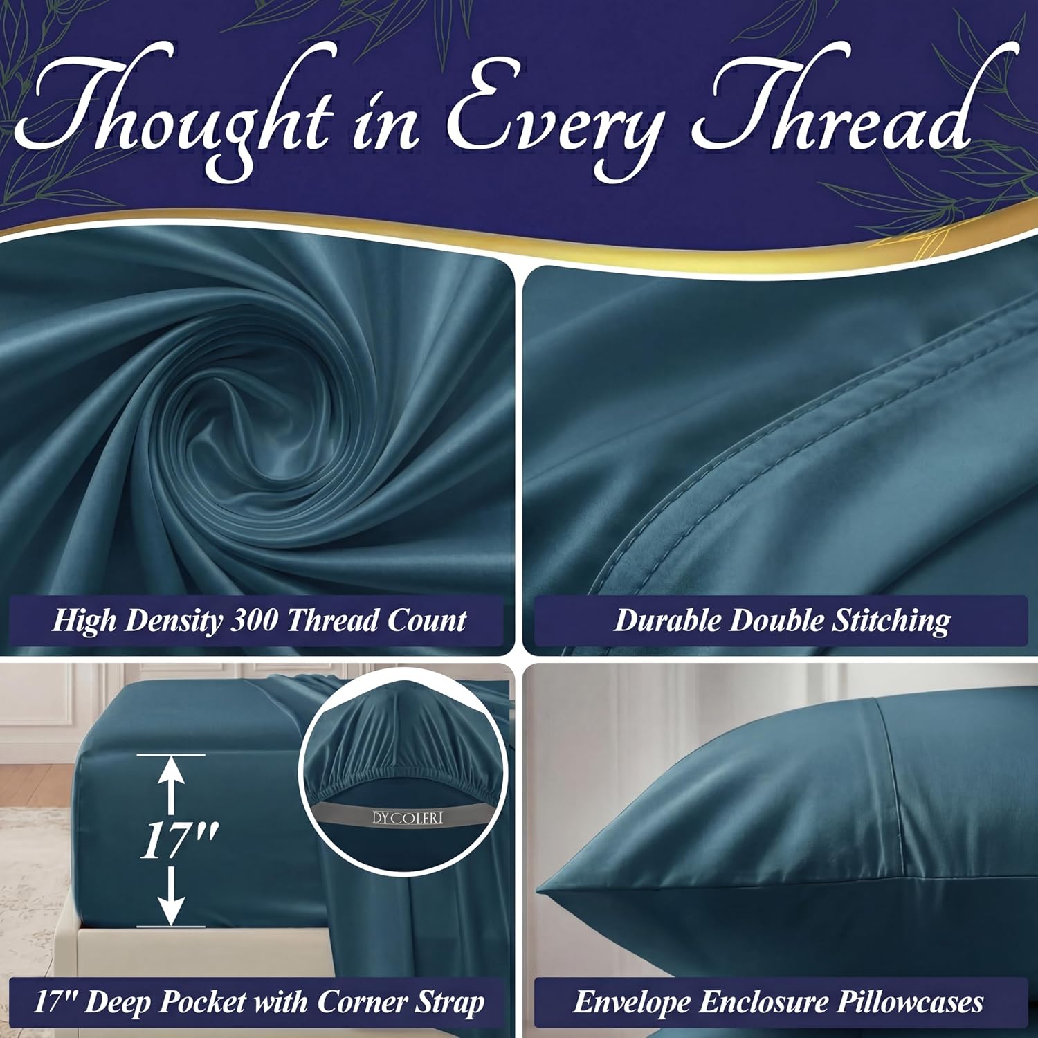 Thumbnail 4 de DECOLURE 100% Viscose Bamboo King Sheets 4 Pc