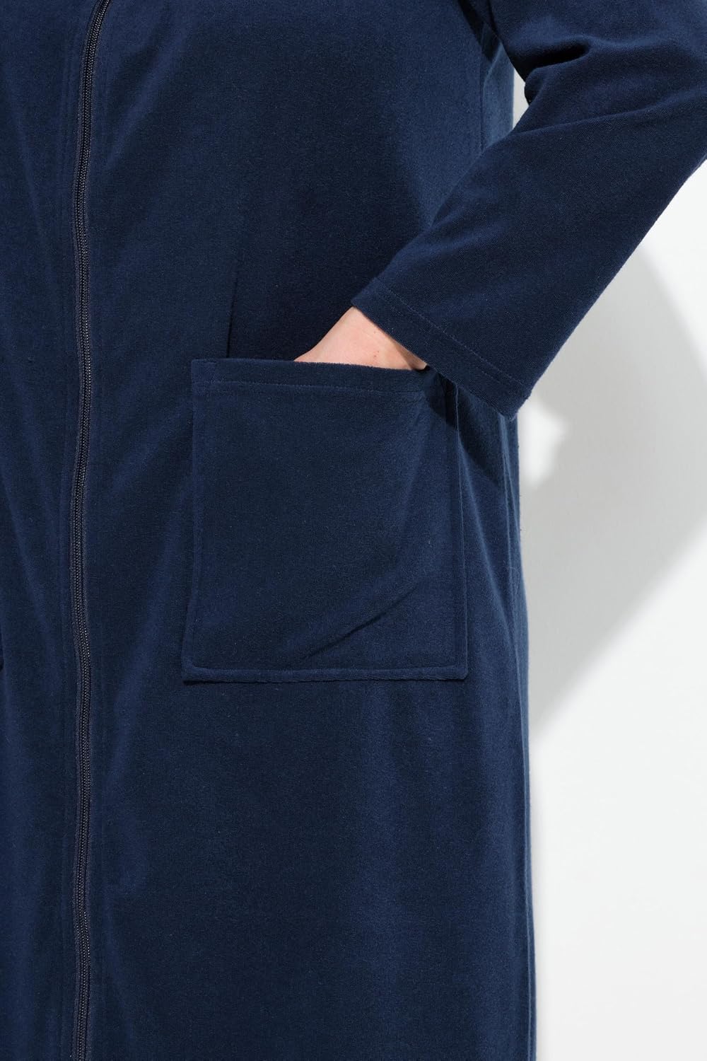 Detalle de Ulla Popken Frottee-Bademantel Robe de Chambre Femme (lot de 1) – Bleu Nuit, T. 76-78