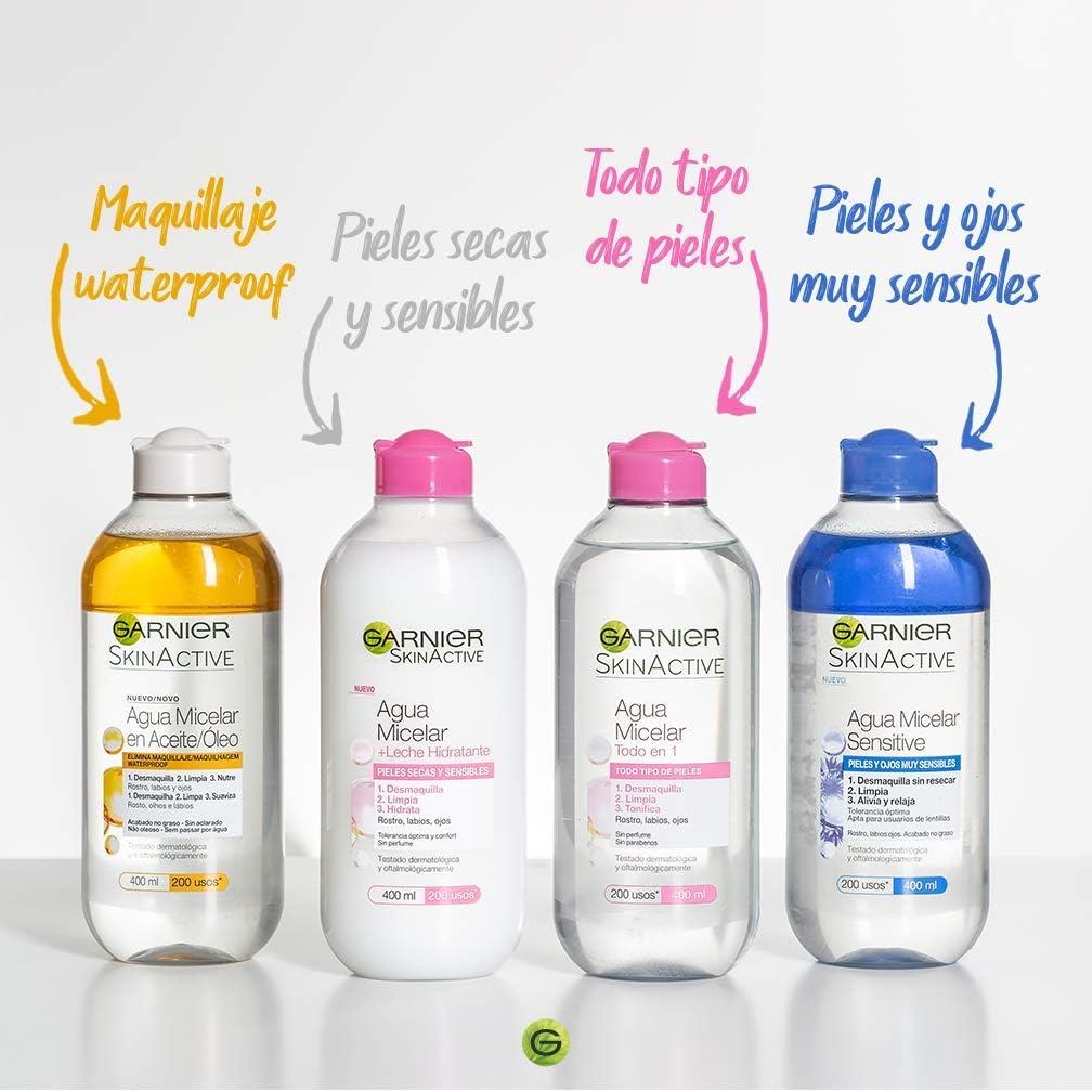Detalle de Garnier Skin Active micellair water 400 ml, 6 flacons voor gevoelige huid en ogen
