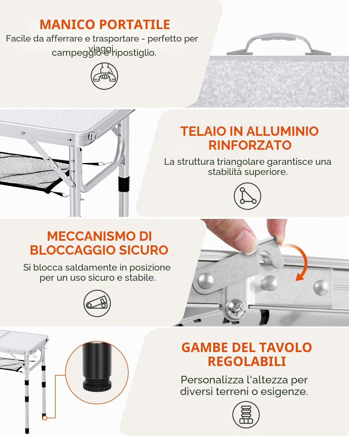 Detalle 1 de Sportneer Tavolino da campeggio 60×40 cm