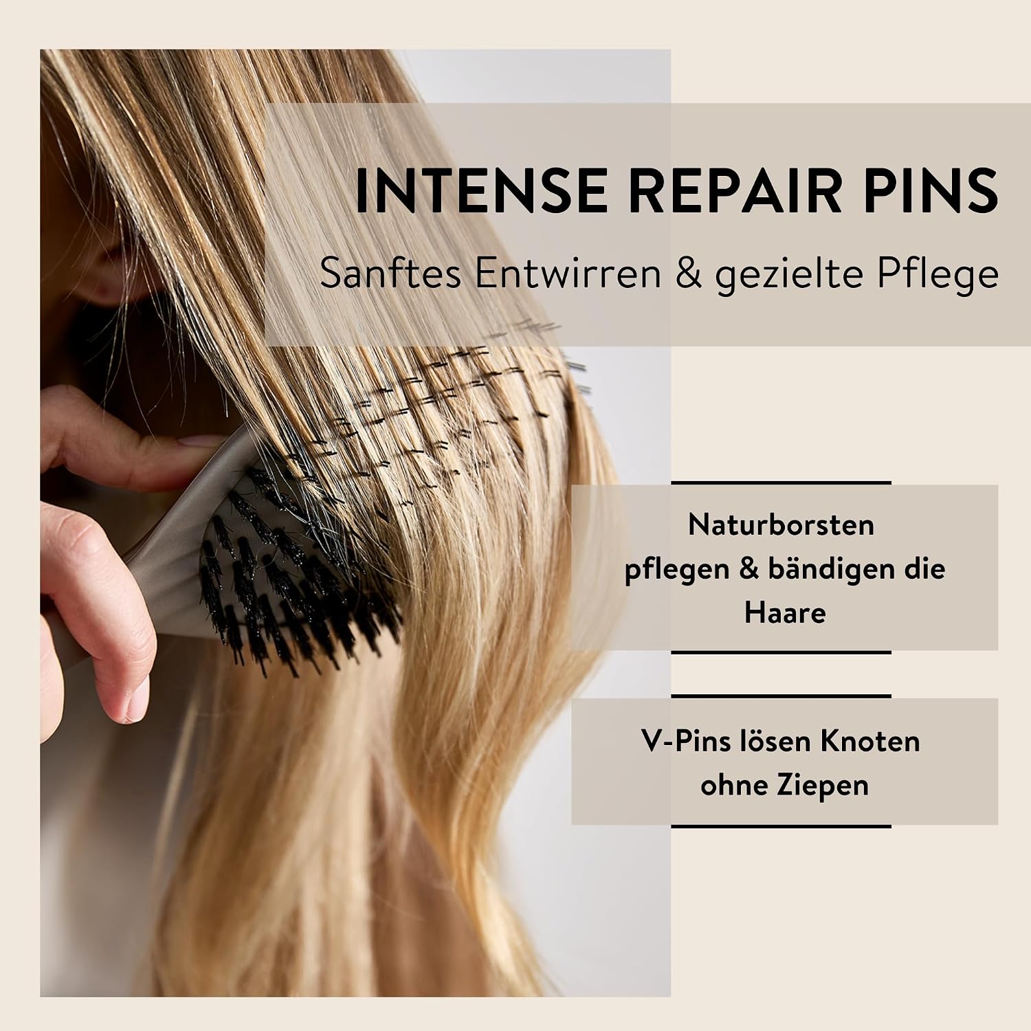 Detalle 2 de PARSA Beauty Hair ID Anti-Frizz Haarbürste mit Wildschweinborsten für glatte, weniger frizzige Haare