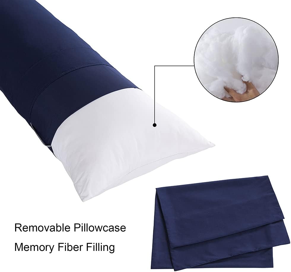 Detalle 2 de ELNIDO QUEEN Body Pillow, 20 x 54 in, Navy Blue with Removable Cover