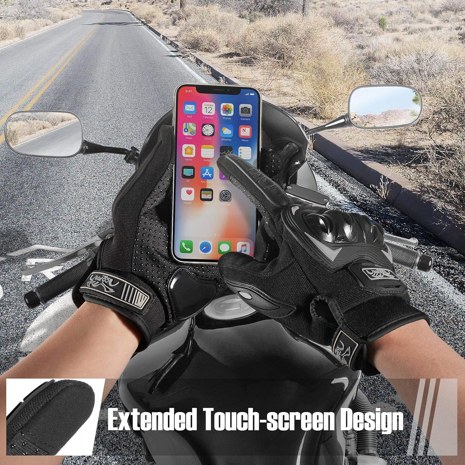 Detalle de COFIT Full-Finger Touchscreen Motorcycle Gloves for Men and Women (Size M)