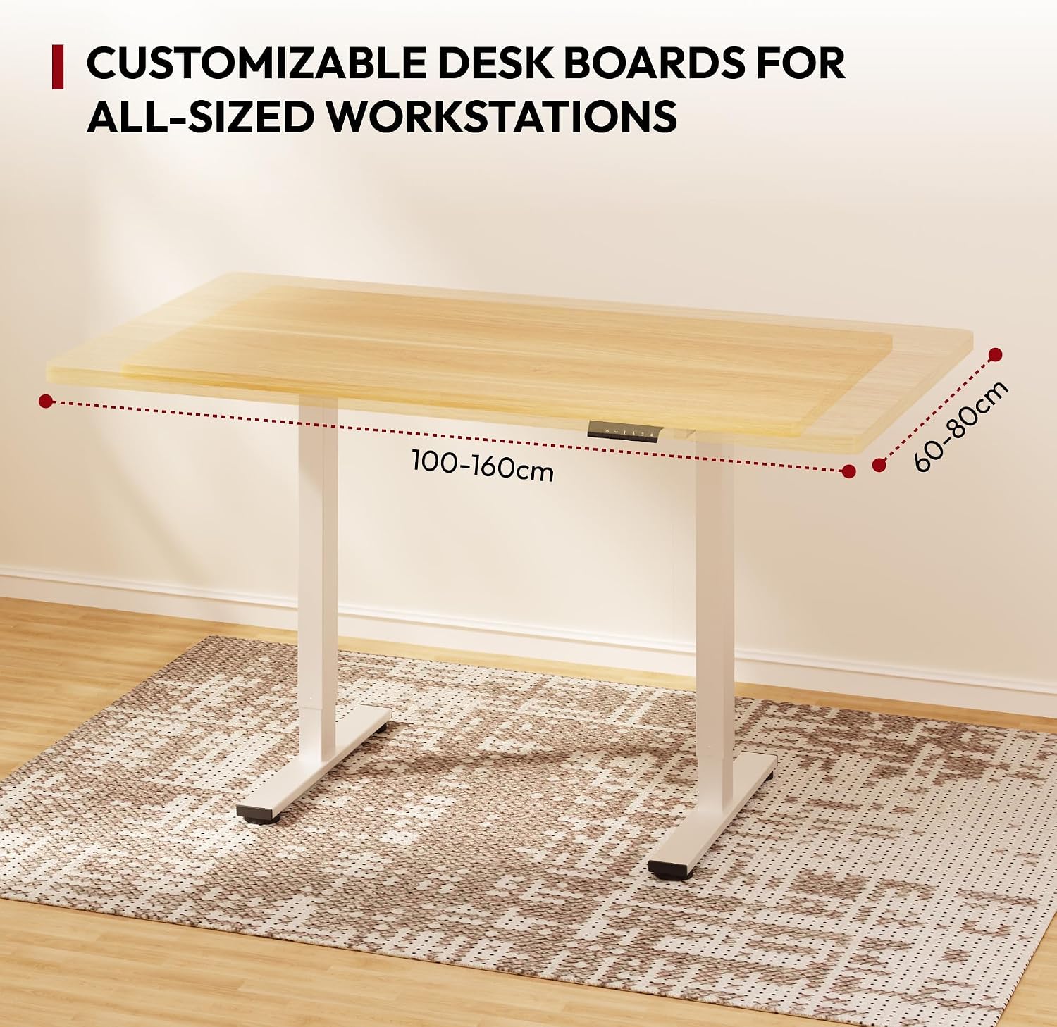 Detalle de SANODESK 120 x 60cm Electric Standing Desk with Memory Hand Controller (White Frame + Maple Desktop)