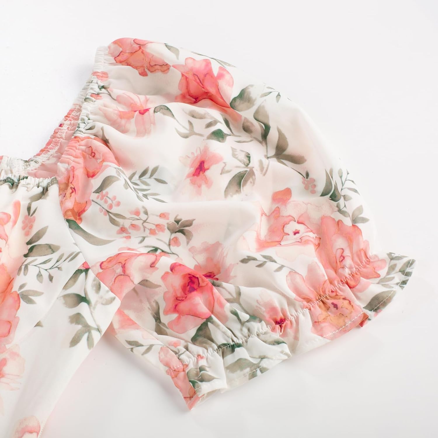 Detalle de SCARLET DARKNESS Damen Viktorianisches Blumenkleid mit Puffärmel – A-Linie, Lace-up, sommerliches Korsagenkleid
