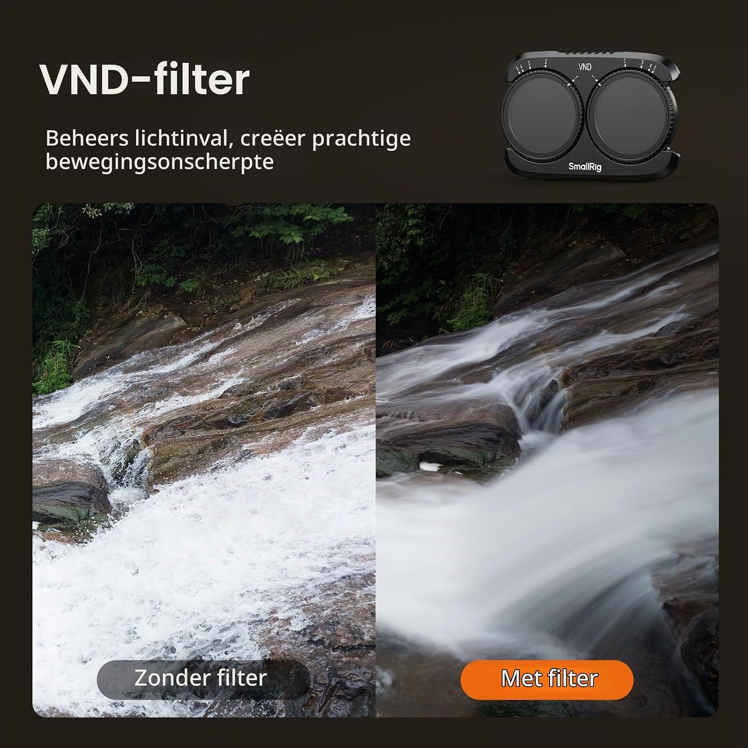 Detalle 2 de SMALLRIG 6477 Split Pocket 4P-filterset met VND1-5, CPL en Black Mist