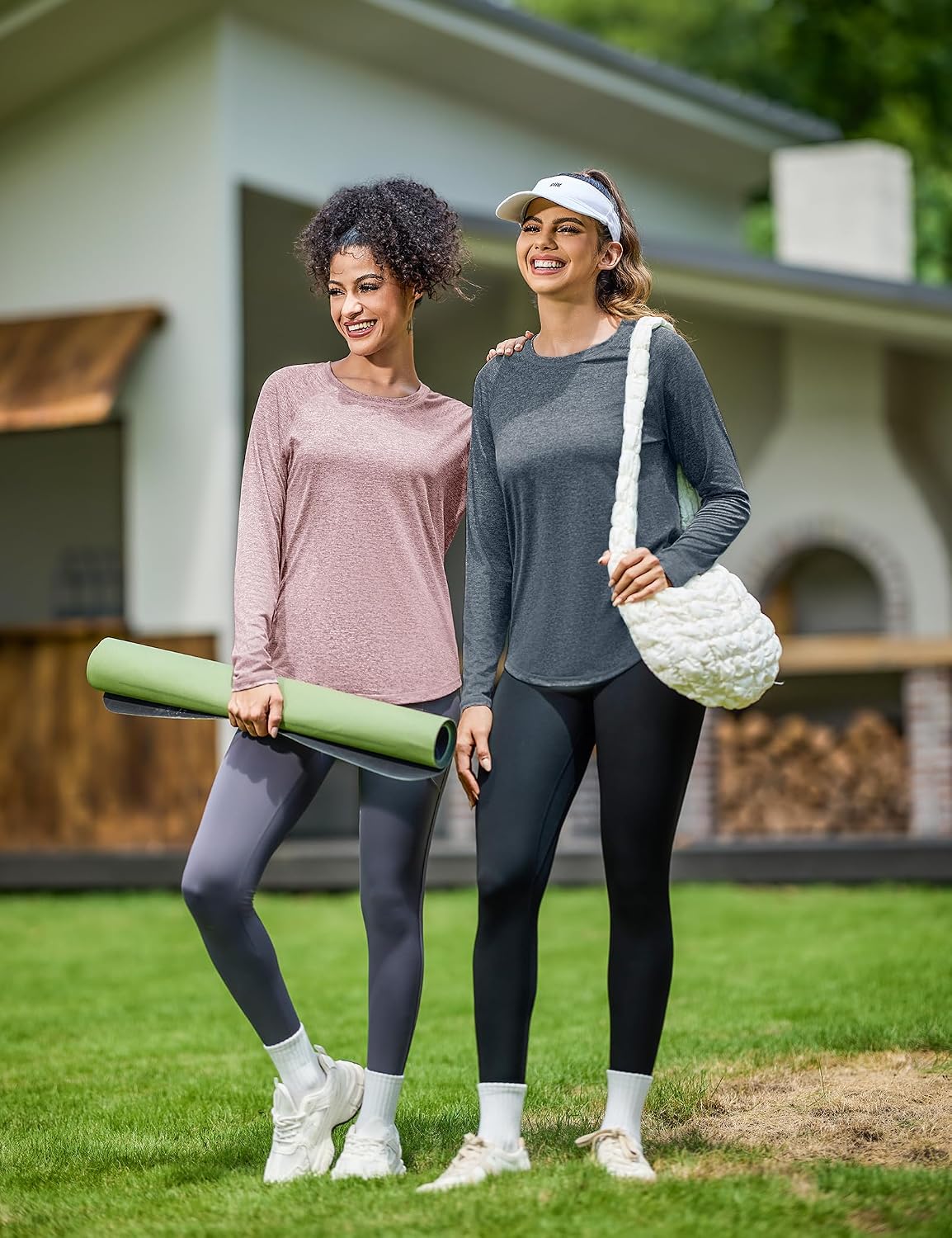 Detalle 2 de Gyabnw Damen Langarm-Sportshirt (Funktionsshirt) mit Rundhalsausschnitt – für Fitness, Laufen & Wandern