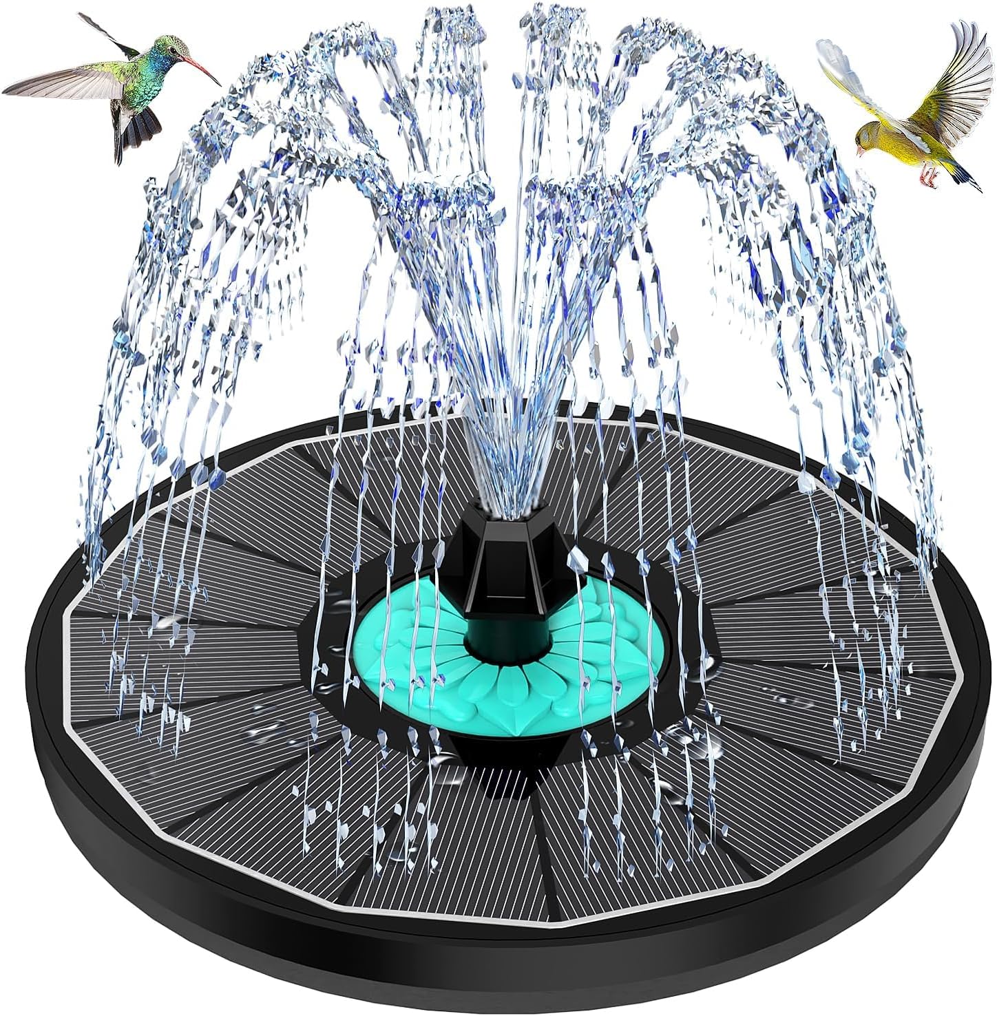 Detalle de SZMP Solar Springbrunnen für Außen (3,5 W) mit 7 Düsen und 4 Fixierrohren – für Garten, Vogelbad & Teich