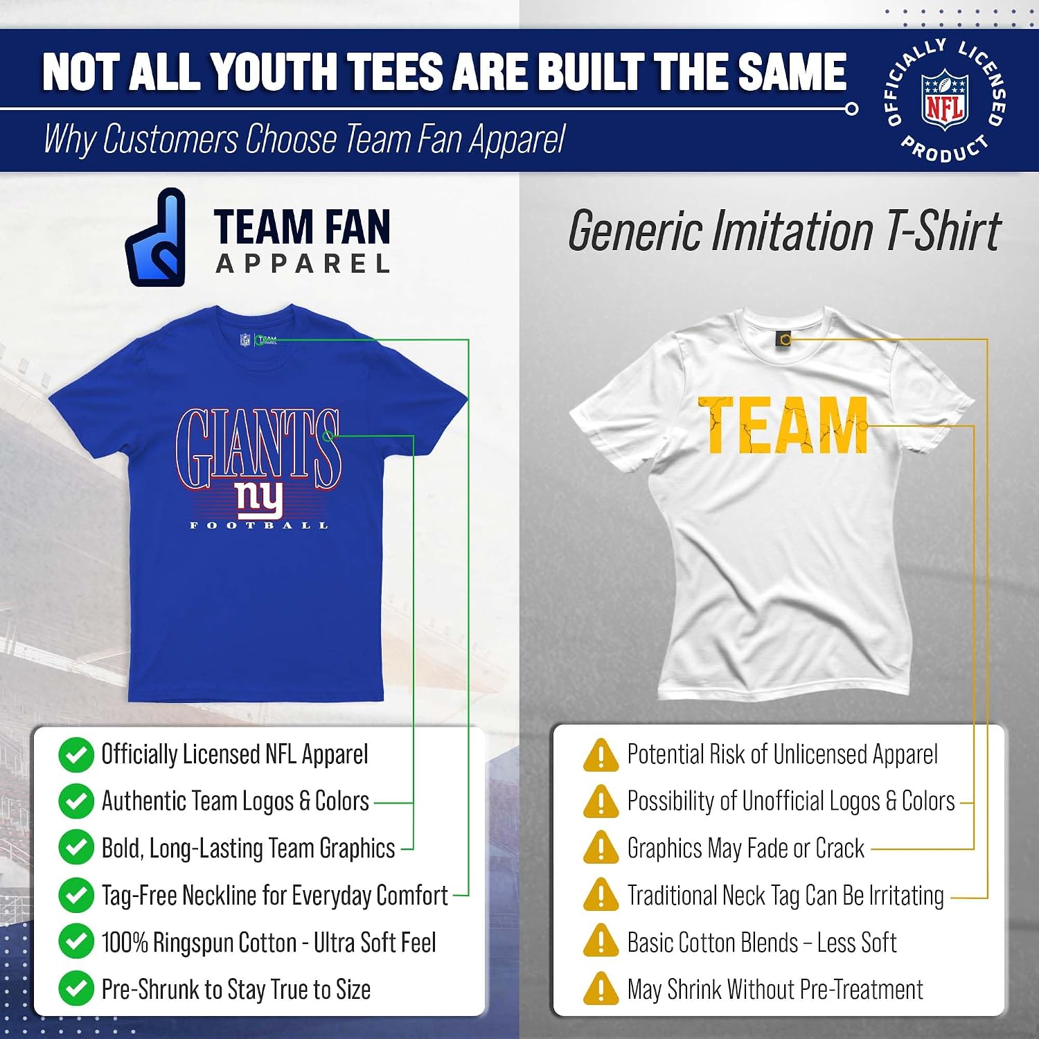 Detalle 2 de NFL Y3001_OTBPNFL Overtime Blueprint Youth T-Shirt, Ring-Spun Cotton