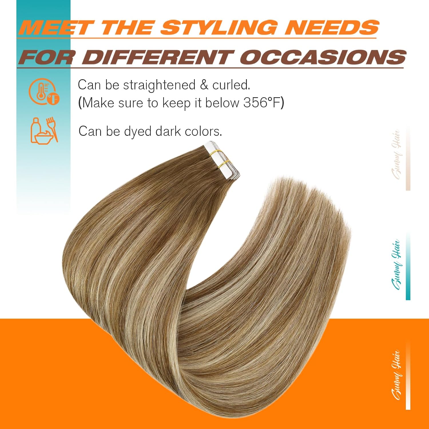 Detalle 2 de Sunny Hair Ombre Tape-In Hair Extensions, 50 g, 20 Pieces, #6/60/6
