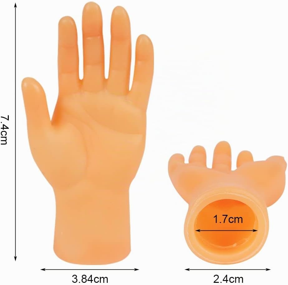 Detalle de Aolso Tiny Hands Set vingerpoppen, 6 kunststof mini-handjes voor feestjes