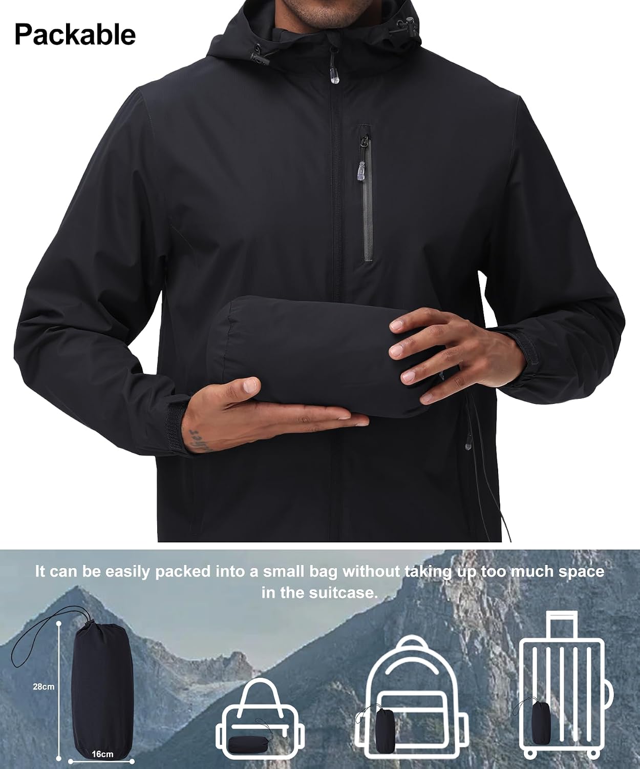Thumbnail 6 de Waterproof windproof jacket 3 zipped pockets