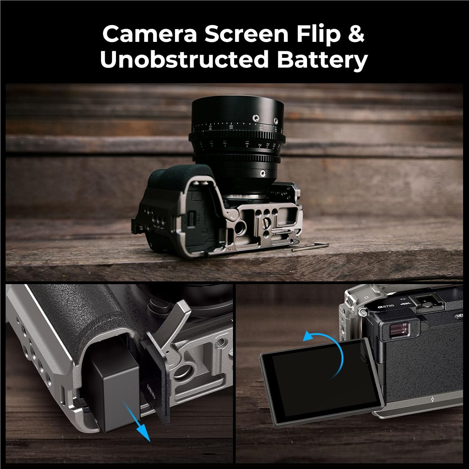 Thumbnail 6 de SmallRig Hawklock Schnellwechselkäfig-Kit für Sony Alpha 6700 – integrierte QR-Platte und HDMI-Kabelklemme