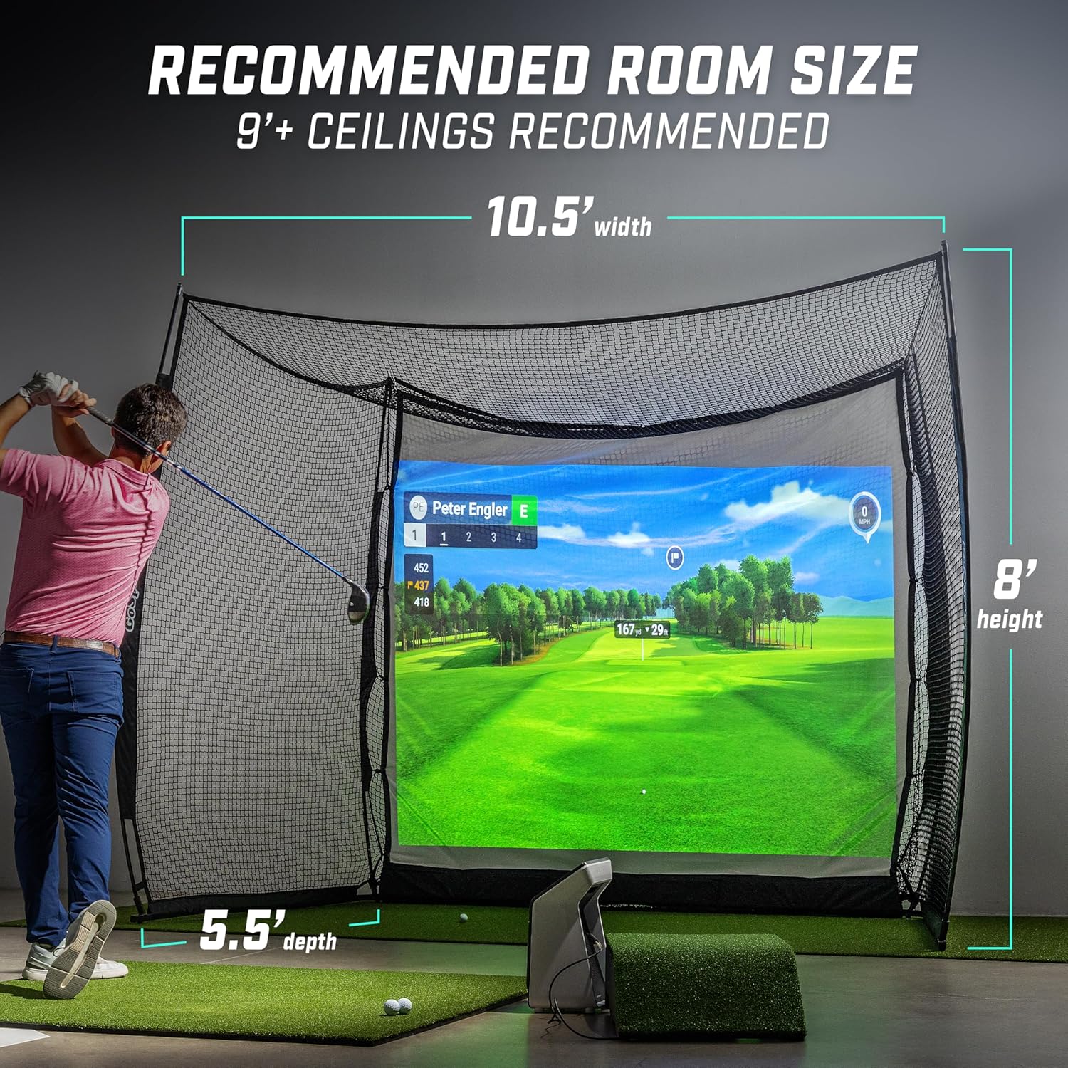 Thumbnail 4 de GoSports Range Cage 10 ft x 8 ft Golf Net Cage — Indoor & Outdoor Practice Net for Full Swing Training