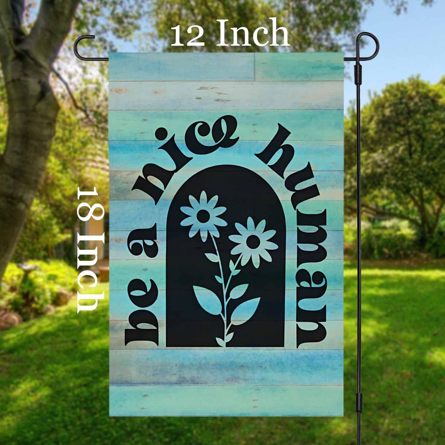 Detalle de LHMUYUCQ Be A Nice Human Double-Sided Polyester Garden Flag, 12 x 18 Inch
