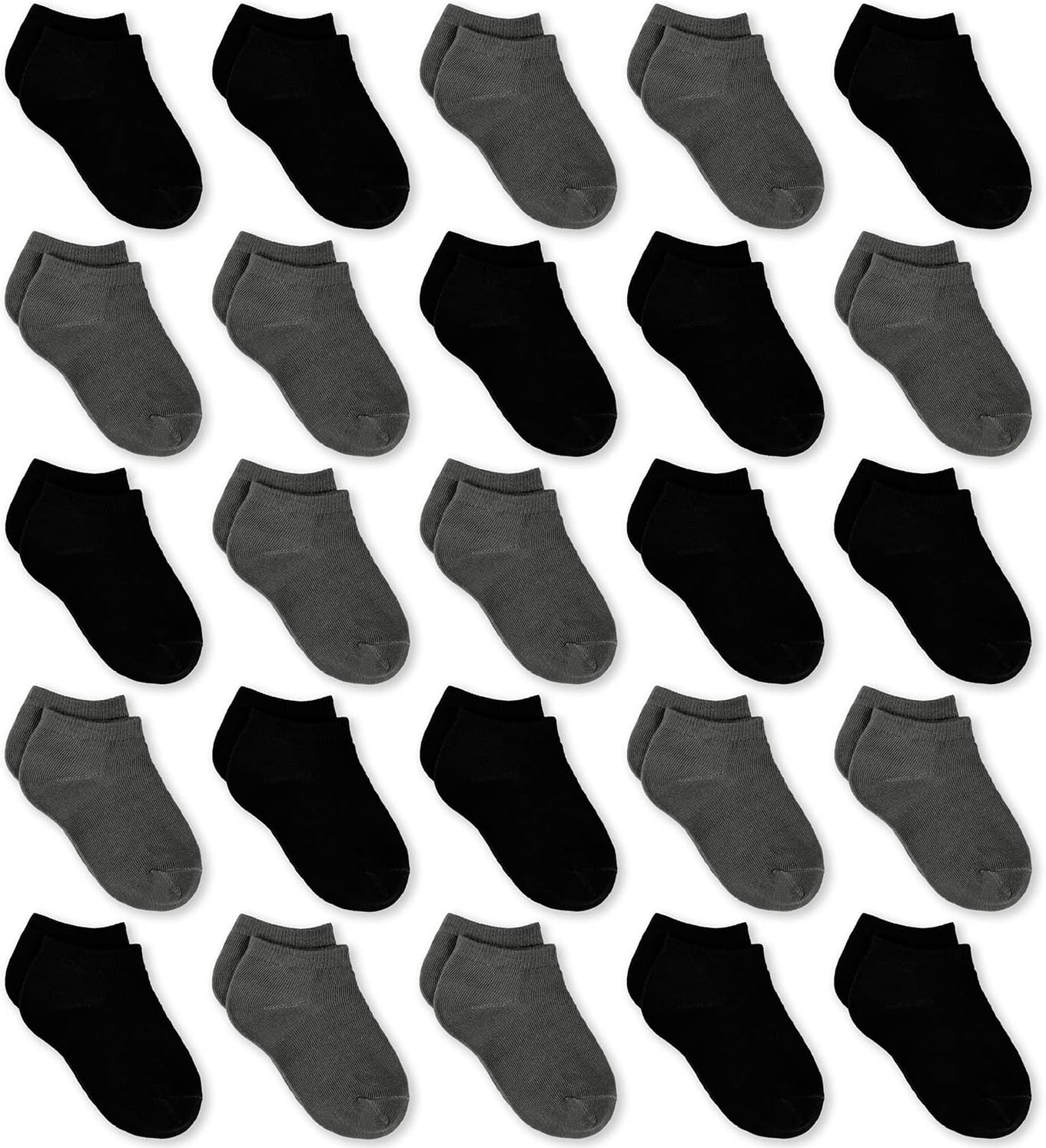 Detalle de GENTABY Kinder Söckchen unisex (Low Cut) – 25 Paar für 0–13 Jahre, Schwarz/Weiß/Grau