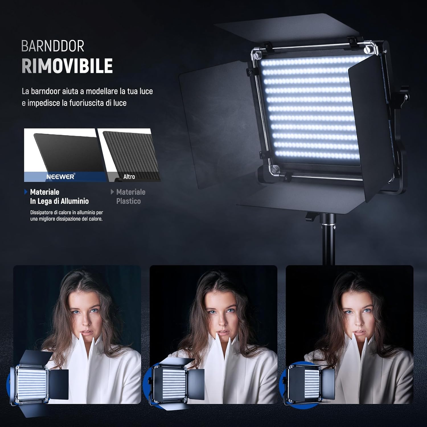 Thumbnail 4 de NEEWER NL660 Luce Studio LED bicolore con stativo paralume, 660 LED 3200K-5600K, dimmer 0-100% e CRI96+