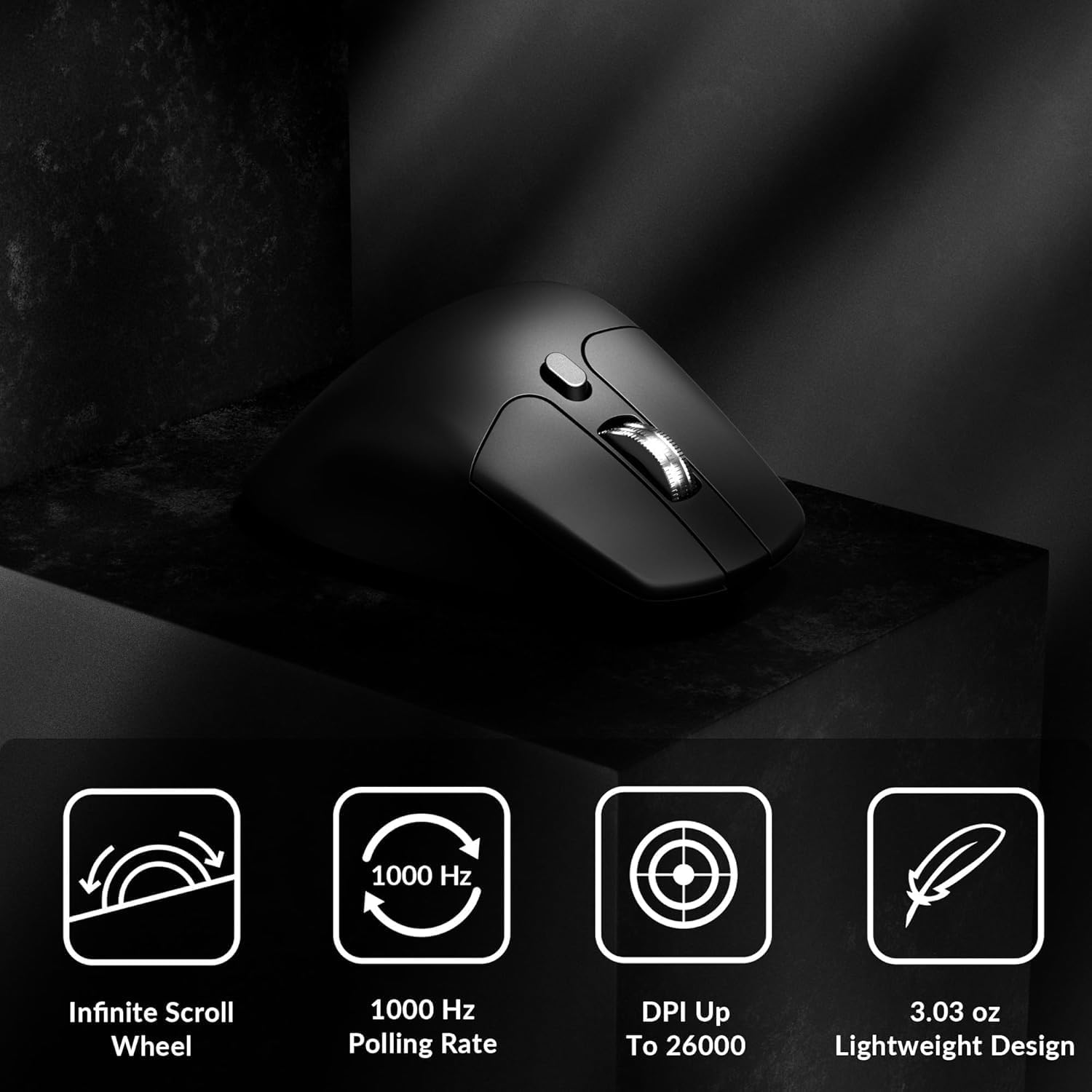 Detalle de Keychron M6 1000 Hz silent wireless optical mouse (Bluetooth 5.1 / 2.4 GHz) with PixArt 3395 sensor