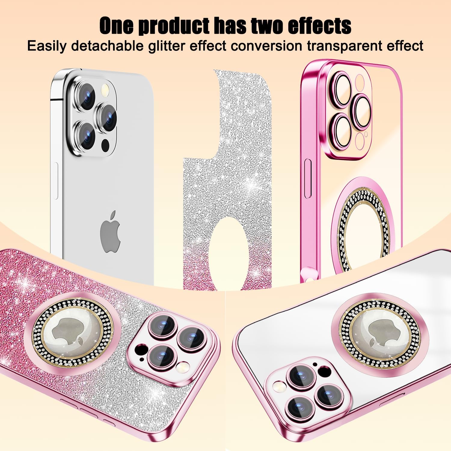Detalle 2 de Misscase Glitter for iPhone 13 Pro Magnetic Case – Pink