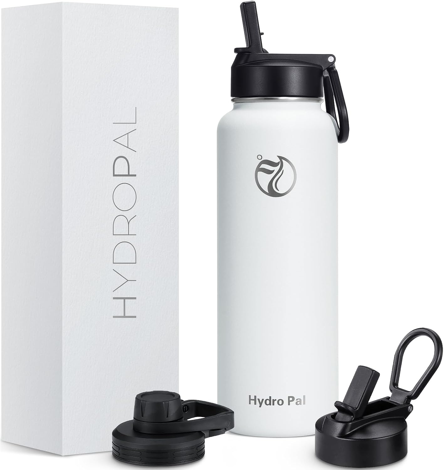 Detalle de HydroPal Vacuum Insulated Water Bottle 1200ml/1000ml/750ml/500ml – 2 Lids (Straw & Spout)
