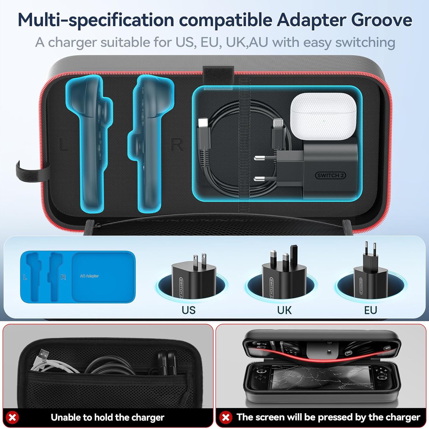 Detalle 2 de OIVO Switch 2 carrying case with 26 slots