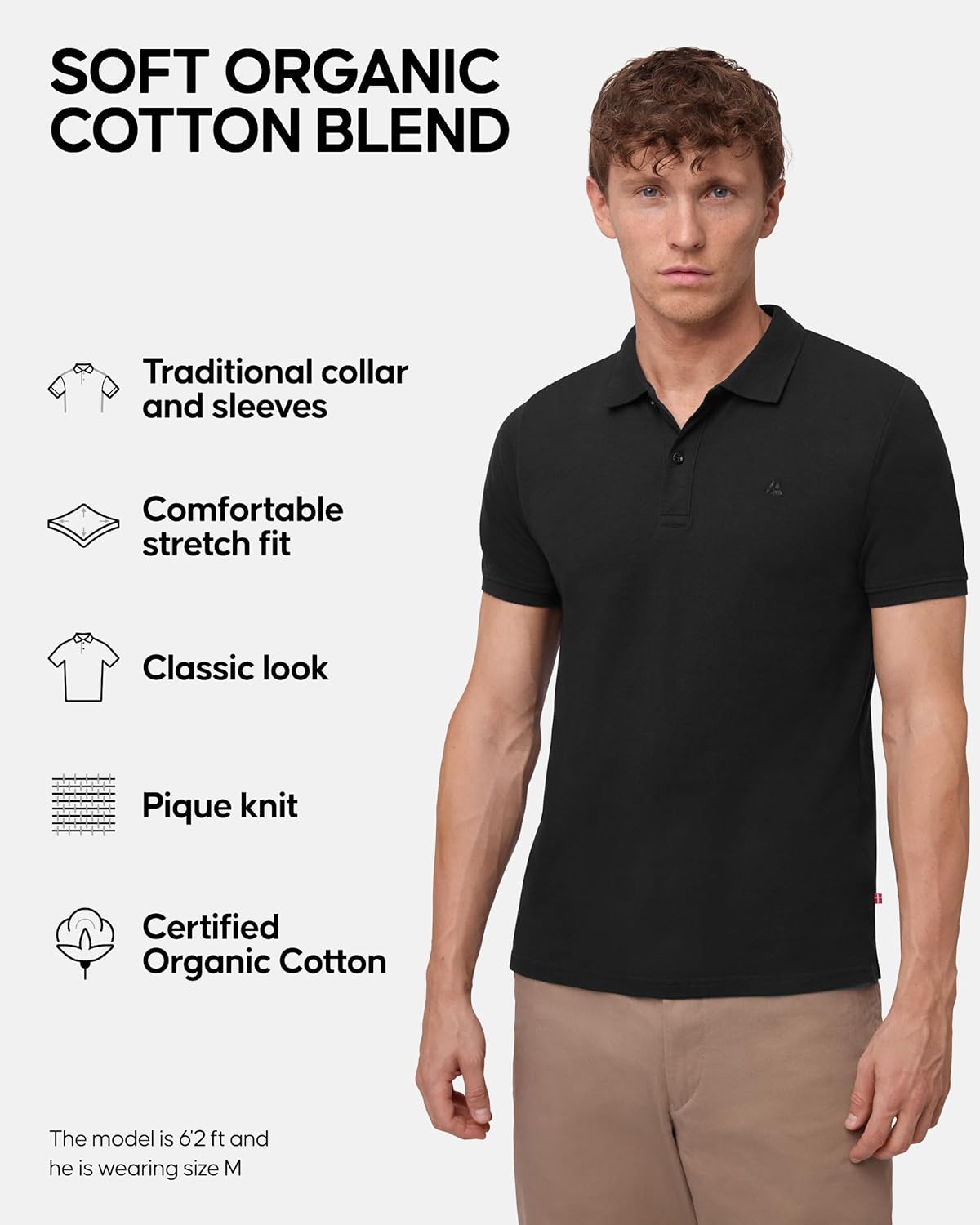 Thumbnail 1 de Danish Endurance Men's Organic Cotton Polo Shirt – Classic Fit, Short Sleeve (1 or 2 Pack)
