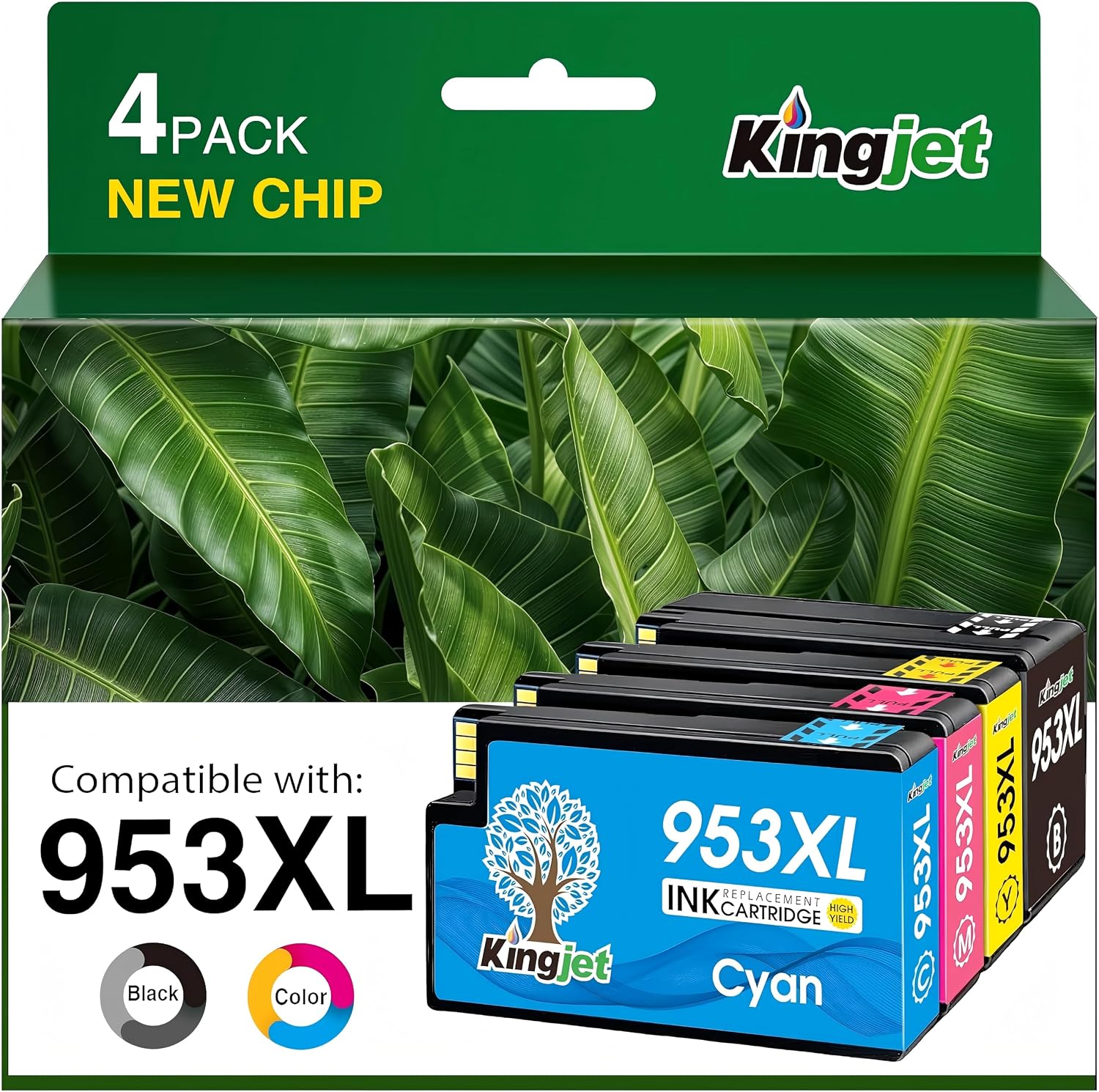 Detalle de Kingjet 953XL Multipack: cartucce d'inchiostro compatibili per HP Officejet Pro (Nero, Ciano, Magenta, Giallo) – 4 pezzi