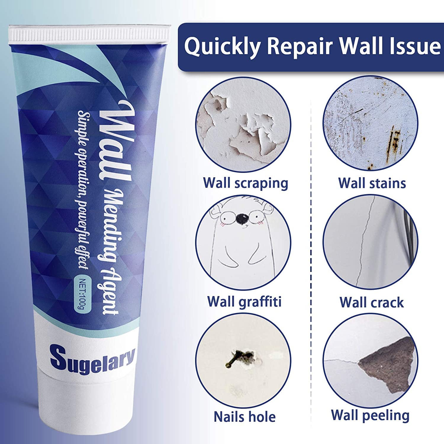 Detalle 2 de Sugelary spackling Drywall Repair Kit, White Paste, 2 x 100 g