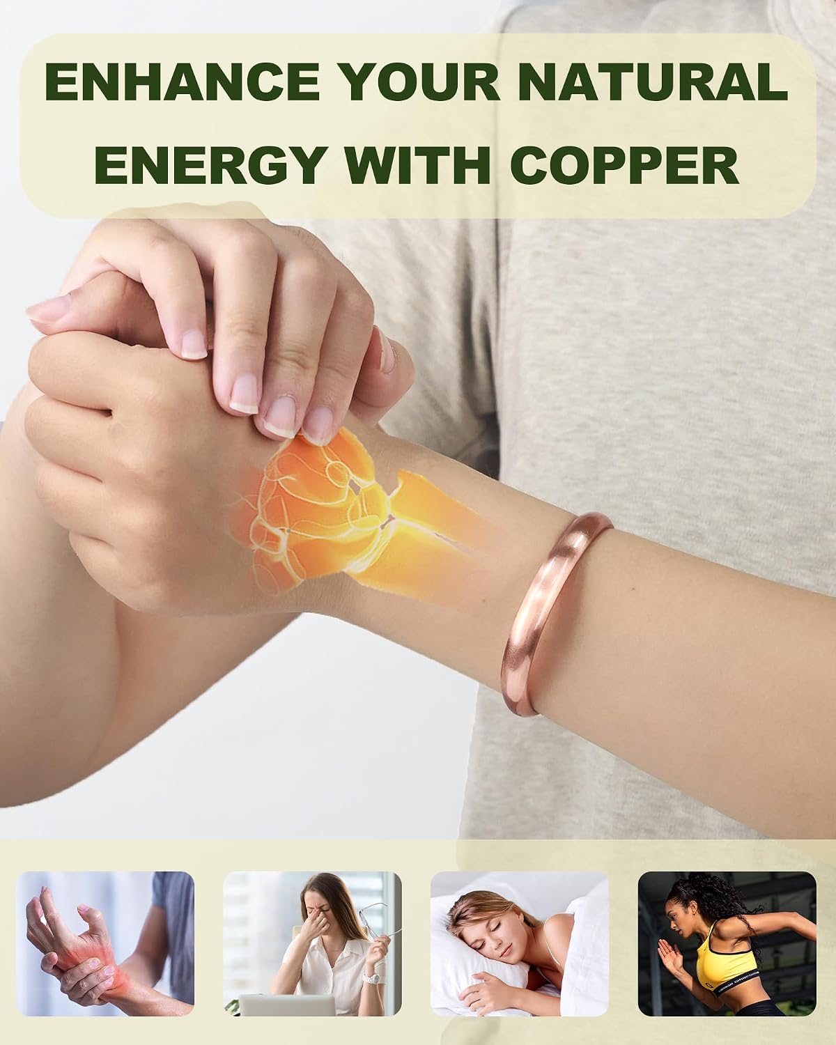 Detalle 2 de MagEnergy Kupferarmband 100% reines Kupfer